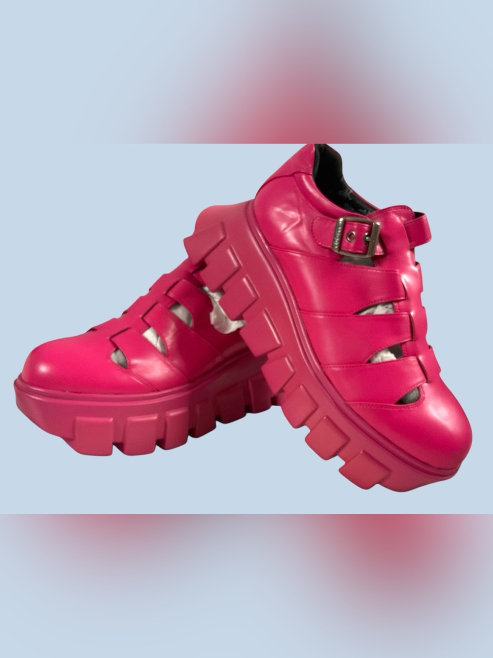 NWOT LAMODA Just Coz Chunky Pink Platform Sandals Size 10